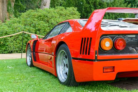 Ferrari F40 Supercar Rear View With The Iconic Rear Spoiler Stock Photo