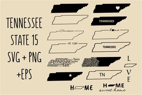 Tennessee Svg Bundle Tennessee State Outline Tennessee Map
