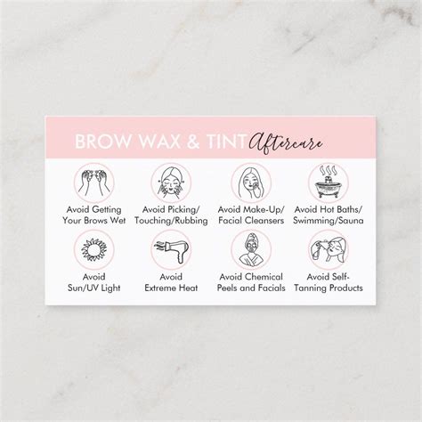 Brow Wax Tint Aftercare Instruction Business Card Zazzle In 2022