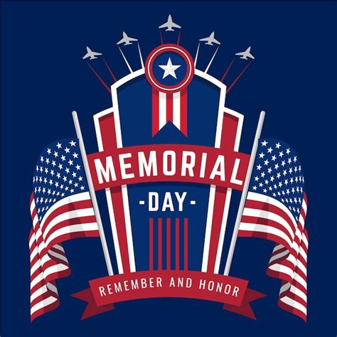 Premium Vector National American Memorial Day With Flags