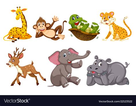 A Set Of Wild Animals Royalty Free Vector Image