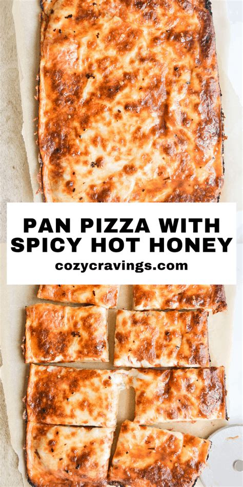 Super Easy Cheesy Pan Pizza With Crispy Cheesy Edges And Drizzled With