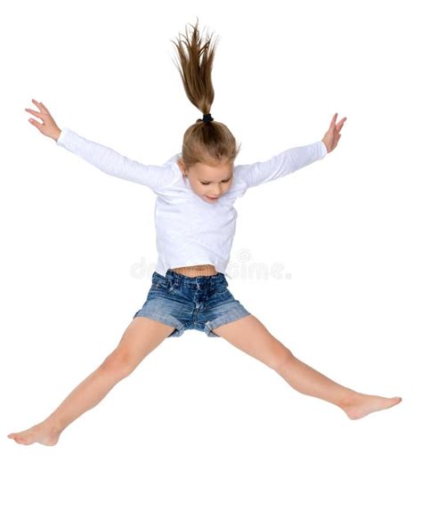 Little Girl Is Jumping Stock Image Image Of Active 120745253