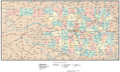 Oklahoma Adobe Illustrator Map With Counties Cities County Seats