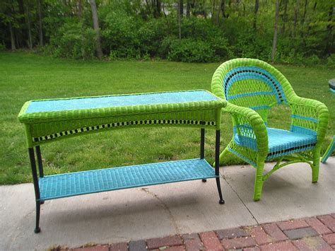 Redone Old Wicker Furniture Love The Colors Wicker Patio Chairs