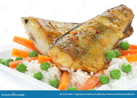 Fried Fish With Rice Stock Photo Image Of Rice Fried 37412294