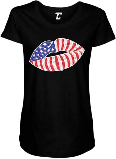 American Flag Lips Kiss Usa 4th Of July Side Ruched Maternity T Shirt At Amazon Women’s
