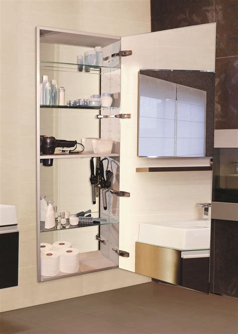 The Sidler Tall Mirror Cabinet Reveals A Styling Shelf When Opening The