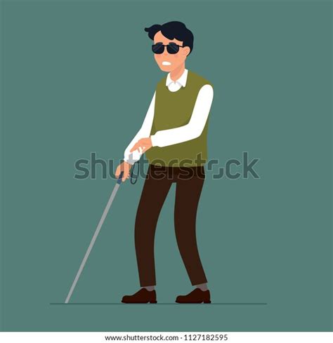 Vector Illustration Blind Man Walking Stick Stock Vector Royalty Free