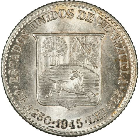 Twenty Five Centesimos 1945 Coin From Venezuela Online Coin Club