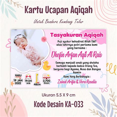 Jual Kartu Ucapan Aqiqah Kartu Kembang Telor Kartu Bayi Lahir