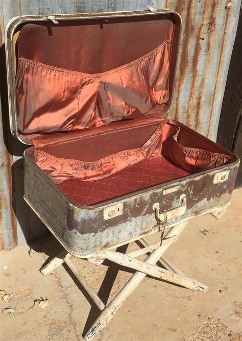 Repurposed Vintage Suitcase Table Old Victorian Nightstand Shabby Chic
