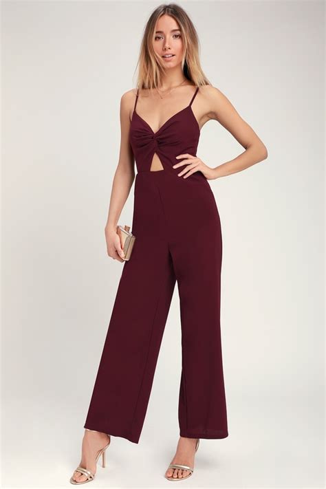 Cute Burgundy Jumpsuit Twist Front Jumpsuit Boho Jumpsuit Lulus