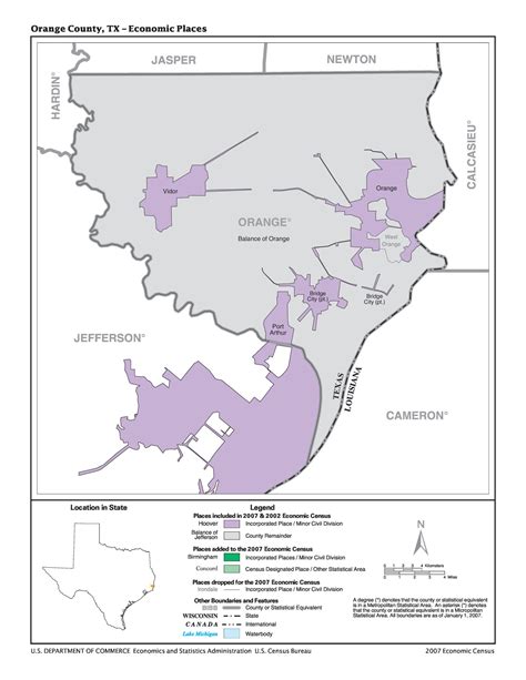 2007 Economic Census Map Orange County Texas Economic Places The