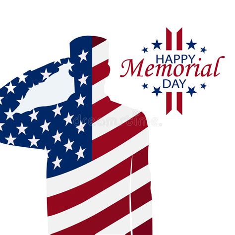 Happy Memorial Day Greeting Card With American Flag And Silhouette Of