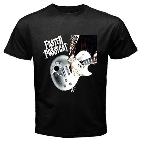 Summer Style Fashion New Faster Pussycat Guitar Logo Rock Legend Mens Black T Shirt Size S 3xl