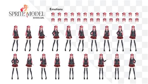 Premium Vector Set Of Emotions Sprite Full Length Character For Game