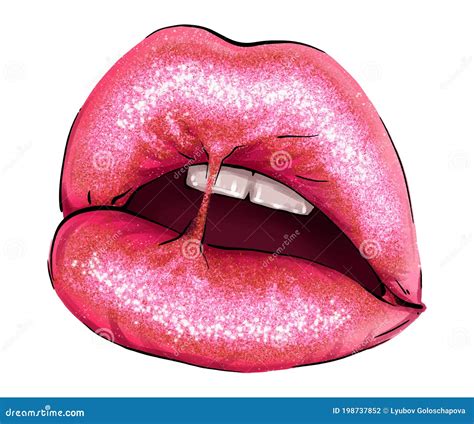 Hand Drawn Parted Lips In Pink Color Vector Parted Lips Pink Lip Color Gloss Beautiful Woman`s