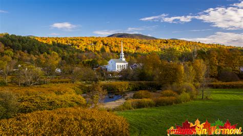 Autumn In Vermont The Iconic View Of The Stowe Community Church In