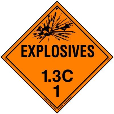 Explosive Class 1 3 C Placard Removable Vinyl Pack Of 25 Labelmaster