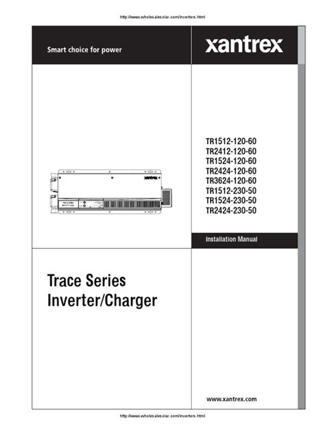 See figure 4 on page 8 for panel electrical connection diagrams. Xantrex Trace Inverter Manual | Electrical Wiring | Battery Charger