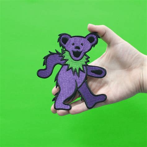 Official Grateful Dead Bear Purple Embroidered Iron On Patch