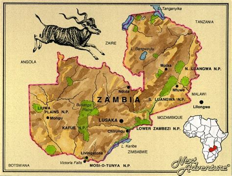 Zambia Zambia Africa Tour Map