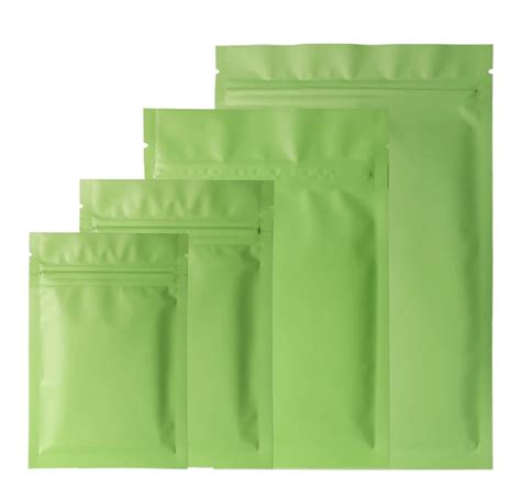 Matte Green Wholesale Aluminum Foil Resealable Zip Lock Mylar Bags Food