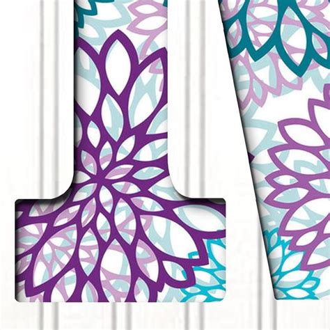 12 Teal And Purple Floral Letterwood Letterbedroom Wall Etsy In 2021