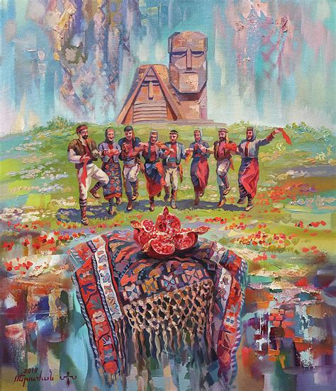 Dance in Artsakh Painting by Meruzhan Khachatryan