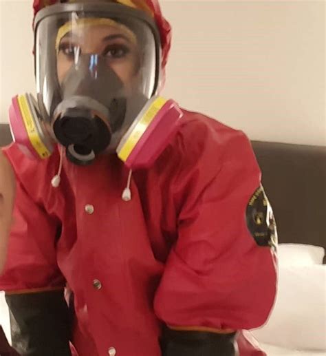 Gas Mask Girl Hazmat Suit Respirator Mask Heavy Rubber Swim Caps Rubber Boots Dust Mask