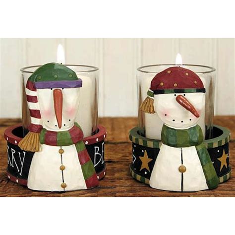 Snowman Candle Holders Happy Holidayware
