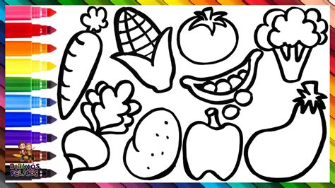 Cómo Dibujar Y Colorear Verduras 🥕🌽🍅🥦🍆🥔 Dibujos Para Niños Youtube