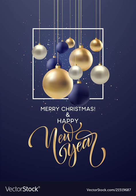 Christmas And New Year Greeting Card Design Vector Image