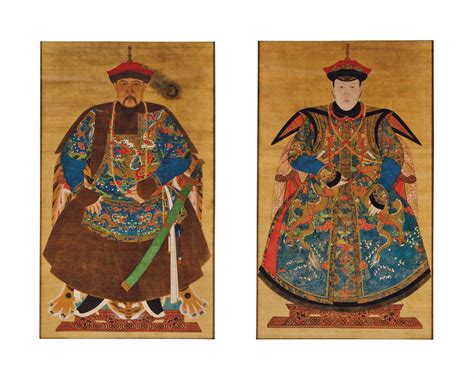 A Pair Of Chinese Ancest0r Portraits Qing Dynasty Late 18th19th