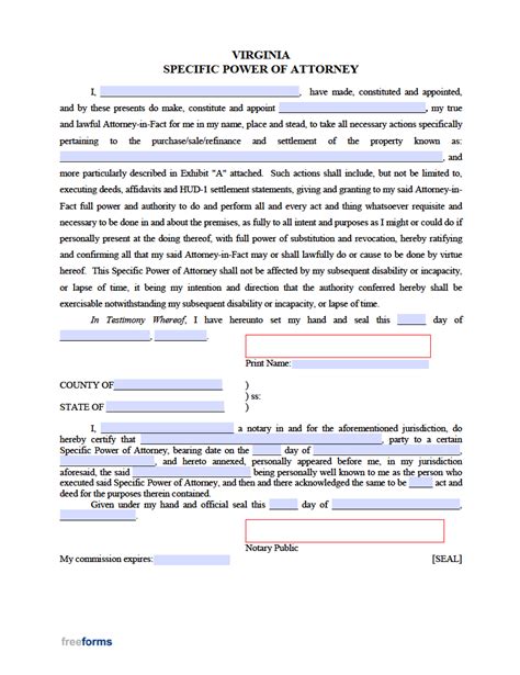 Free Virginia Real Estate Power Of Attorney Form Pdf Word