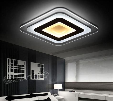 Homcom modern square ceiling chandelier crystal light lamp pendant. LED Square Shape Acrylic Ceiling Lighting Living Room ...