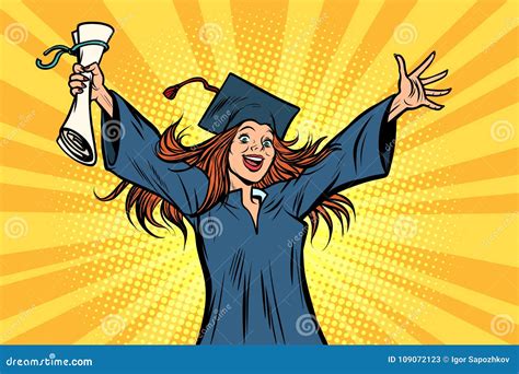 Happy Graduate Girl Student Of The College Or University Stock Vector