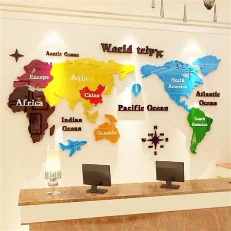 World Map Office Wall Design Color World Map Office Wallpaper
