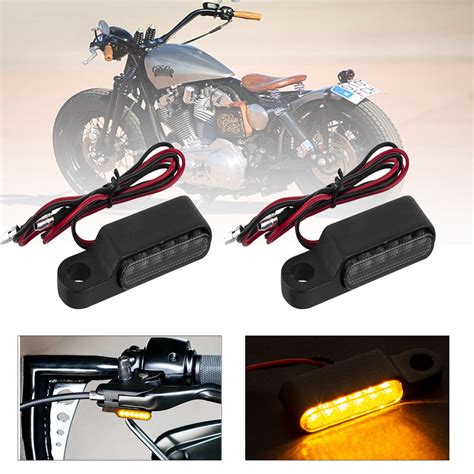 Motorcycle Handlebar Bar End LED Turn Signal Indicators Light Black For Harley EBay