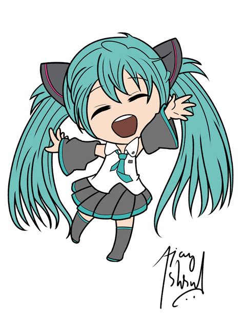 Colored Lineart No13 Chibi Hatsune Miku By Lifeinfreedom On Deviantart