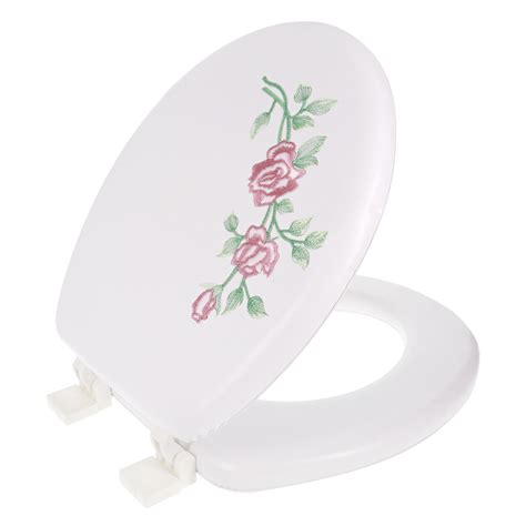Ginsey Round Embroidered Soft Toilet Seat Rose Garden
