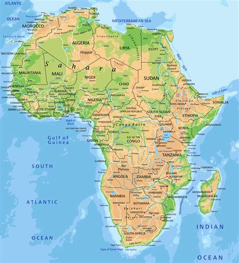 Physical And Political Map Of Africa Map