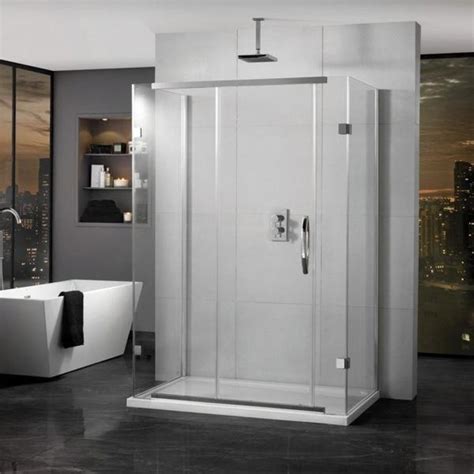 aquadart 1400 x 900mm inline 3 sided sliding shower door and 2 side panels aq1132