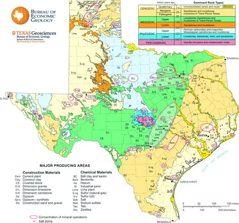 Generalized Geologic Map Of Texas Showing Location Of Major Industrial