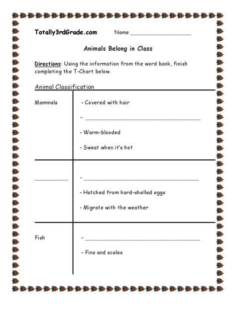 3rd Grade Animal Classification Worksheet Reptile Gill