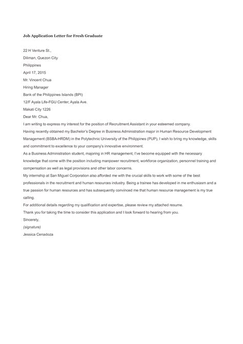 18 Job Application Letter Sample Philippines Simple Cover Letter