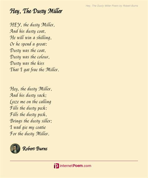Hey The Dusty Miller Poem By Robert Burns
