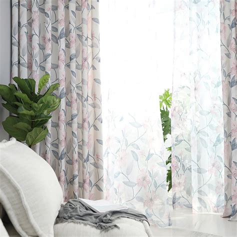 They also give you a measure of privacy but. Spring Bloom Pink Floral and Foliage Print Sheer Voile ...