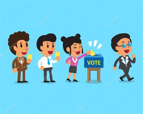 Cartoon People Putting Voting Paper In The Ballot Box — Stock Vector
